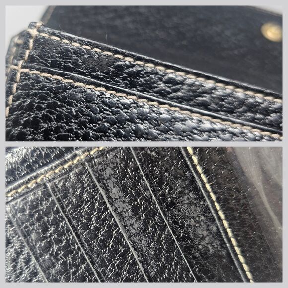 Kate Spade Wallet Womens Black Pebble Trifold Leather Wallet Made Italy 7.25"x4" - Picture 11 of 14